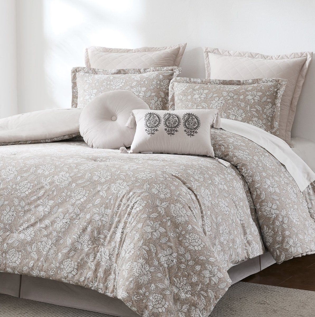 Zara Floral Block Cotton Comforter 8Pc Set