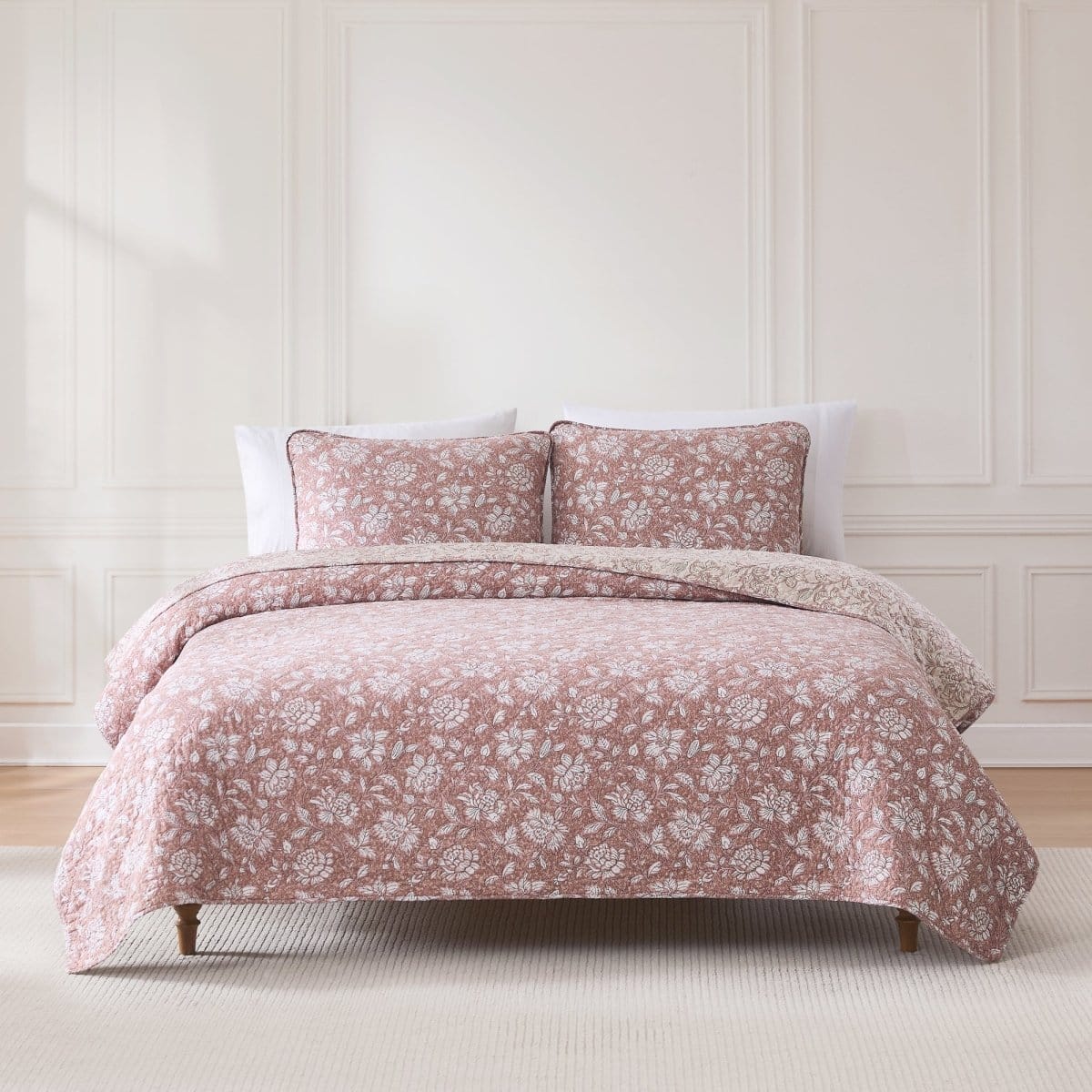 Zara Floral Block Reversible Cotton Quilt Set