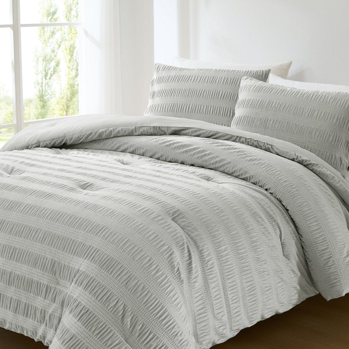 Azalea Ruched Velvet Stripe Comforter Set