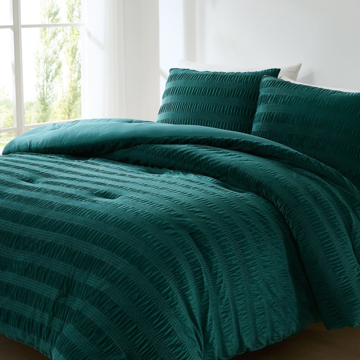 Azalea Ruched Velvet Stripe Comforter Set
