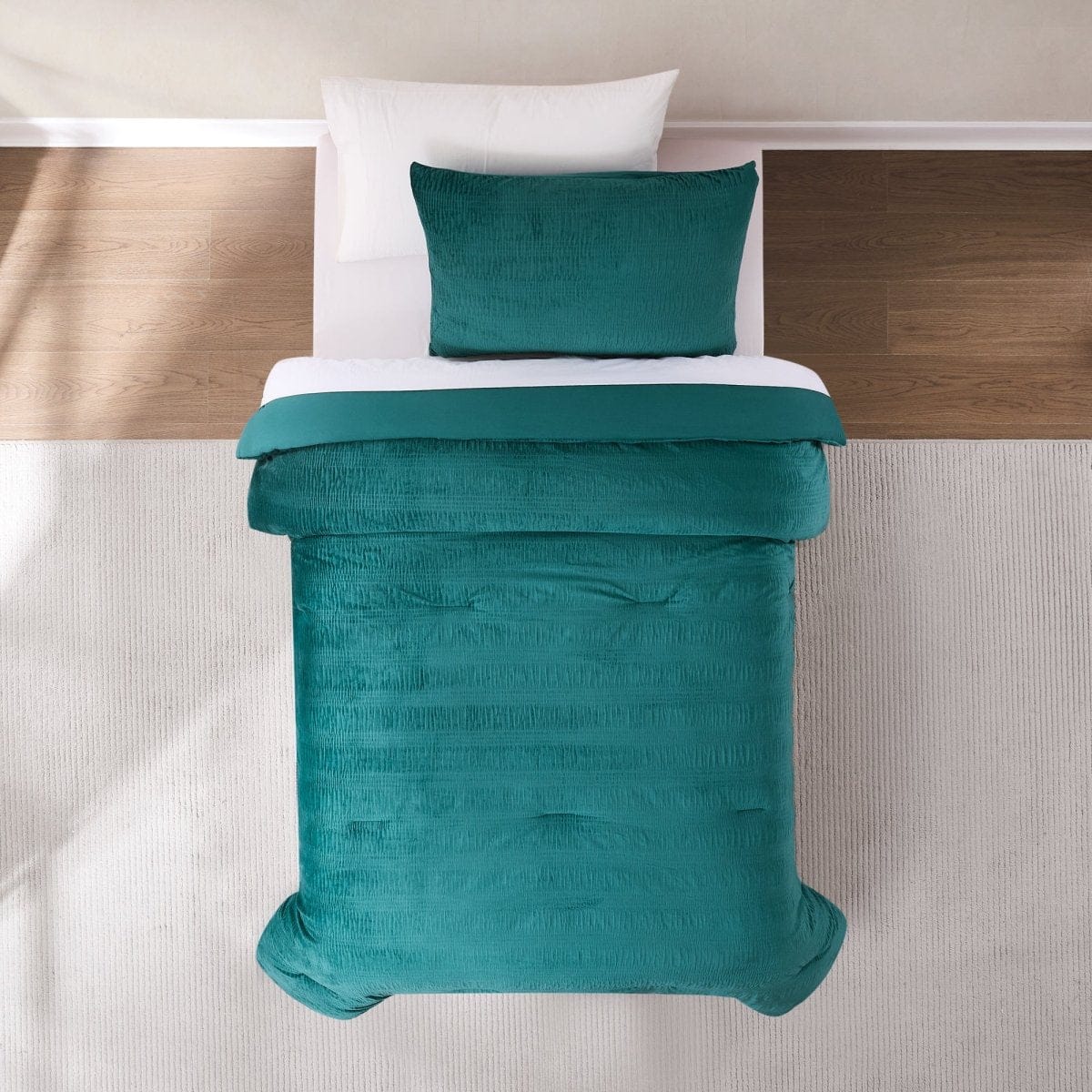 Azalea Ruched Velvet Stripe Comforter Set