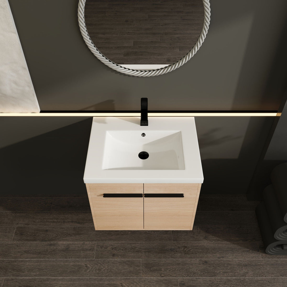 Bathroom Vanity Set With Resin Countertop Sink, 2 Doors