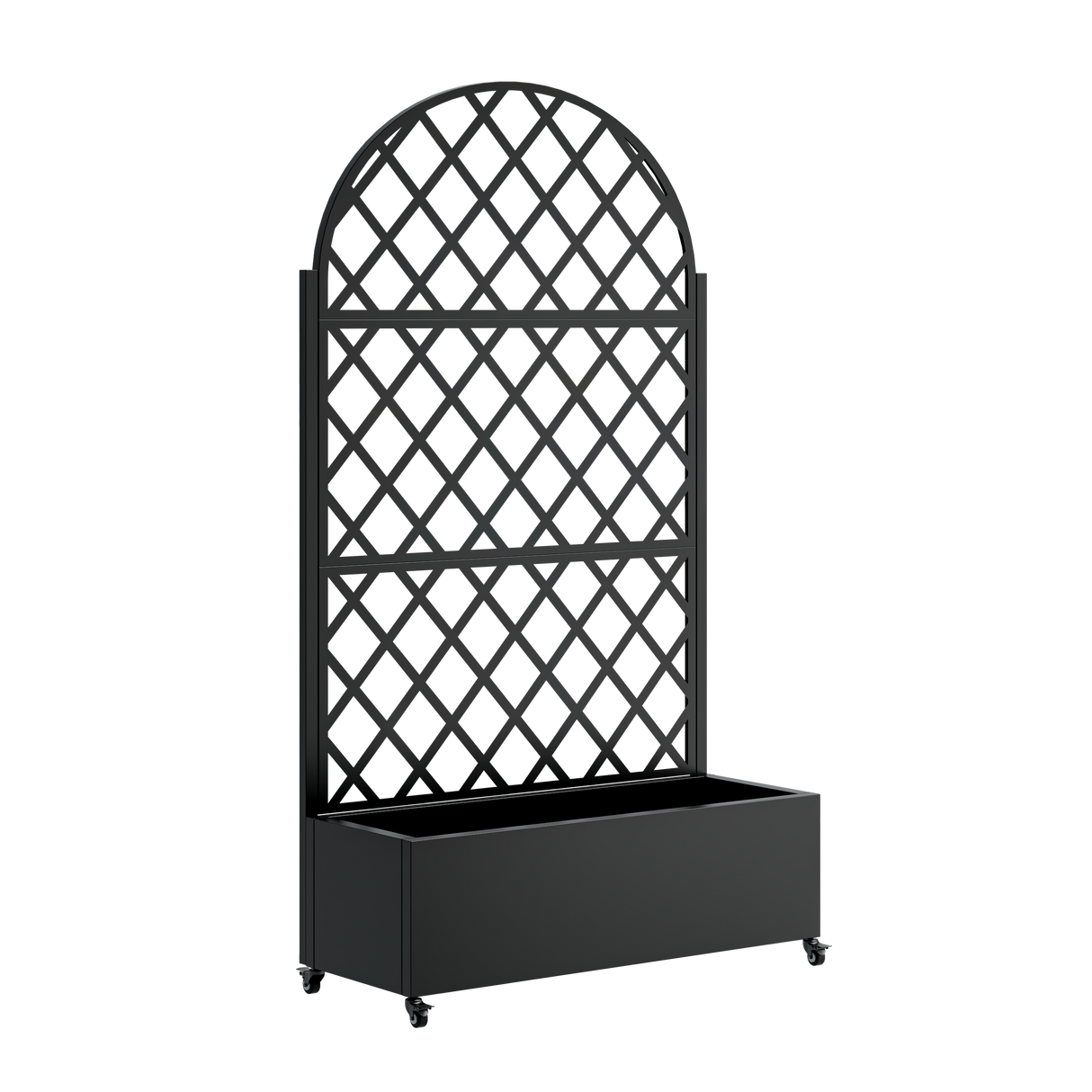 Round Metal Planter Box with Trellis