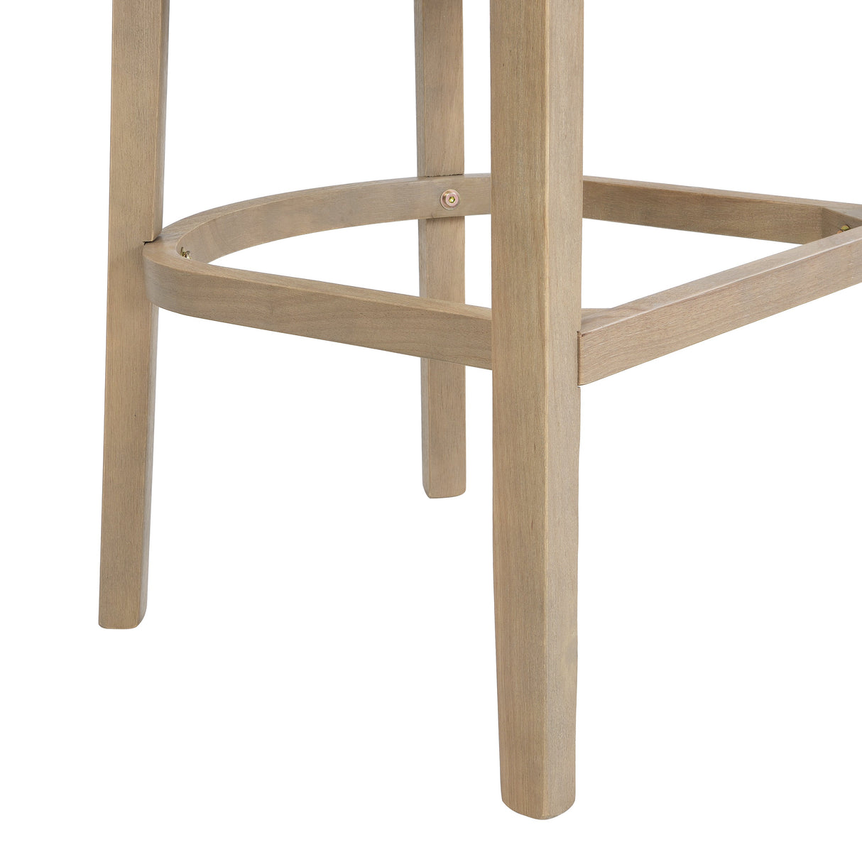 Wood And Rattan Upholstered Arm Bar Stools, Set of 2