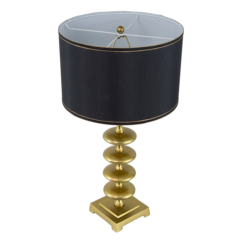 16x16x29.8 Gold and Black Table Lamp with Contemporary Disc Design