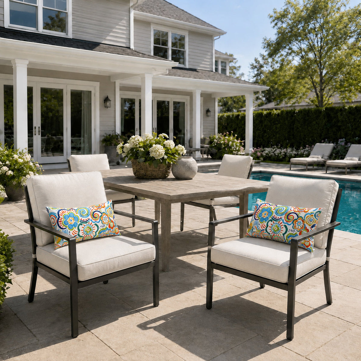 2 Pack Outdoor Lumbar Pillow Covers - Blue Medallion