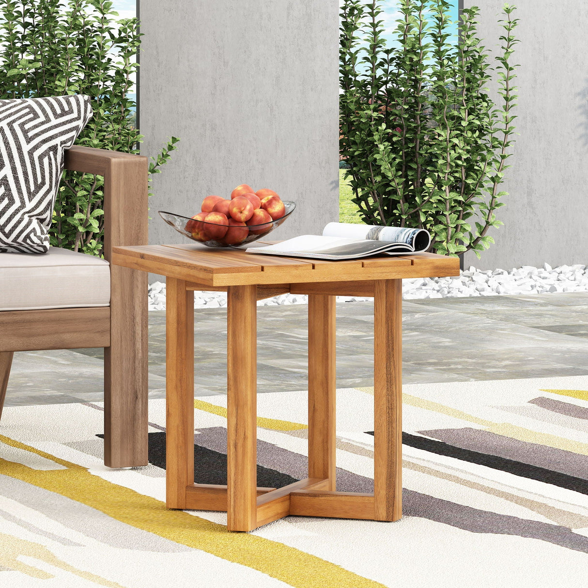 Ella Square Side Table With Cross Stretcher Base