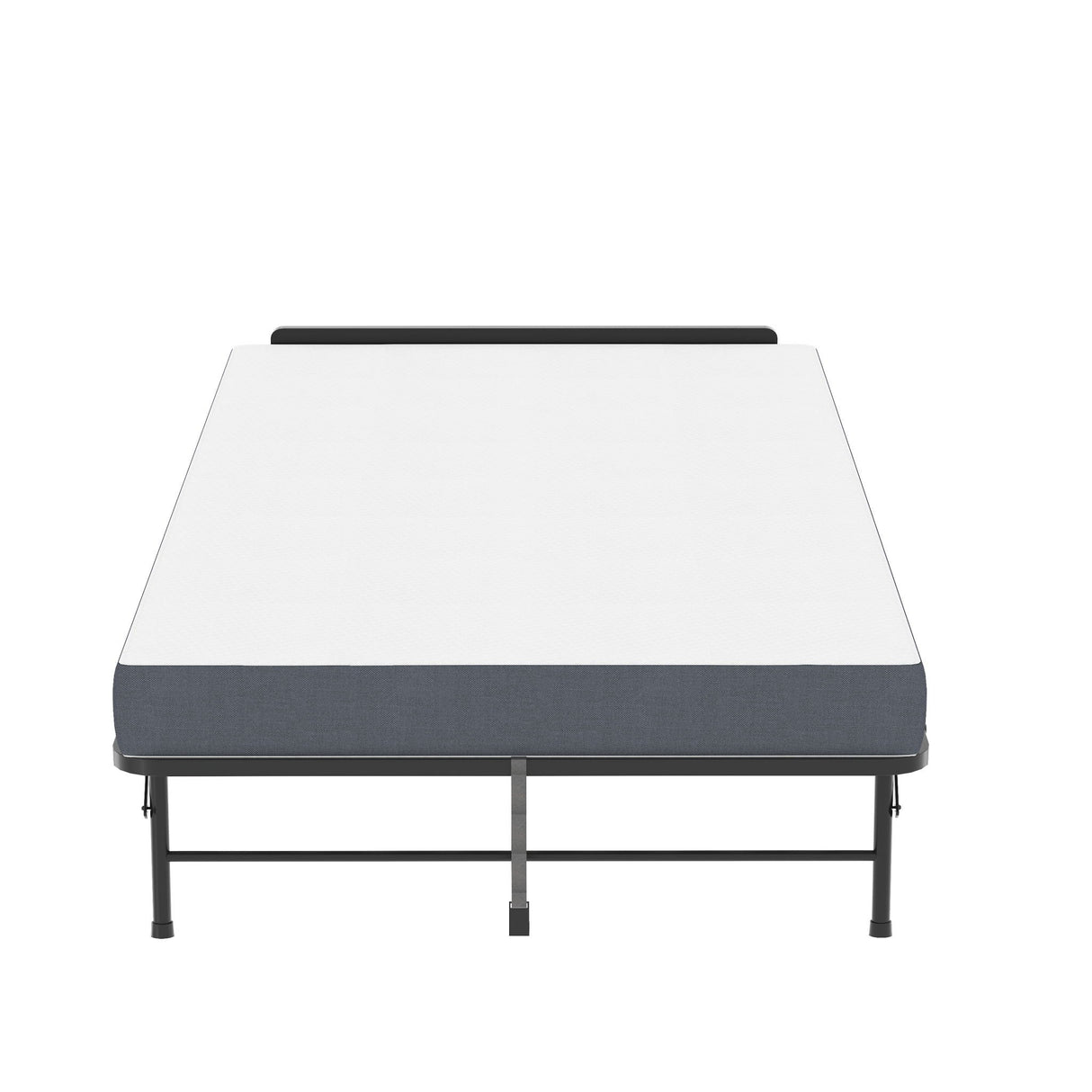 Twin Wide Folding Bed With Adjustable Headboard, Extra Long Rollaway For Tall People, Memory Foam Mattress - Black