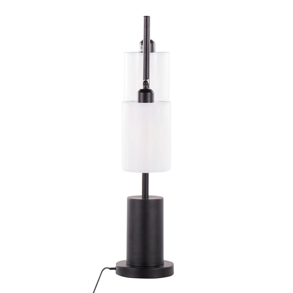 Cannes Contemporary Table Lamp in Black Metal with White Shades