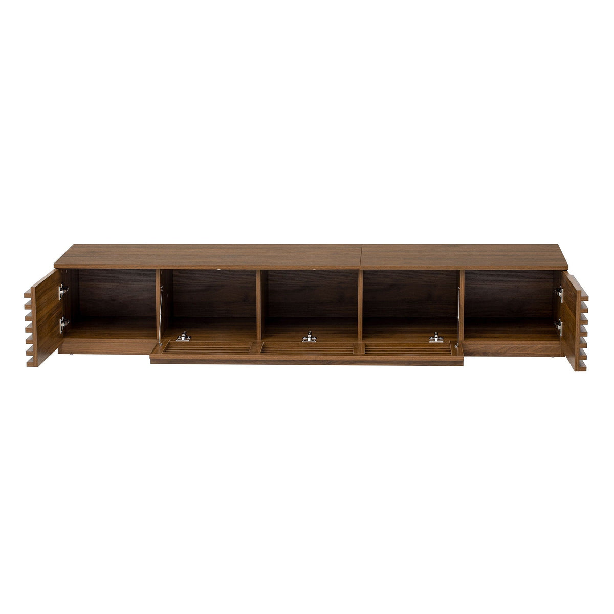 Walnut TV Stand for TVs with Cable Management and Soft-Closing Hinges - Walnut