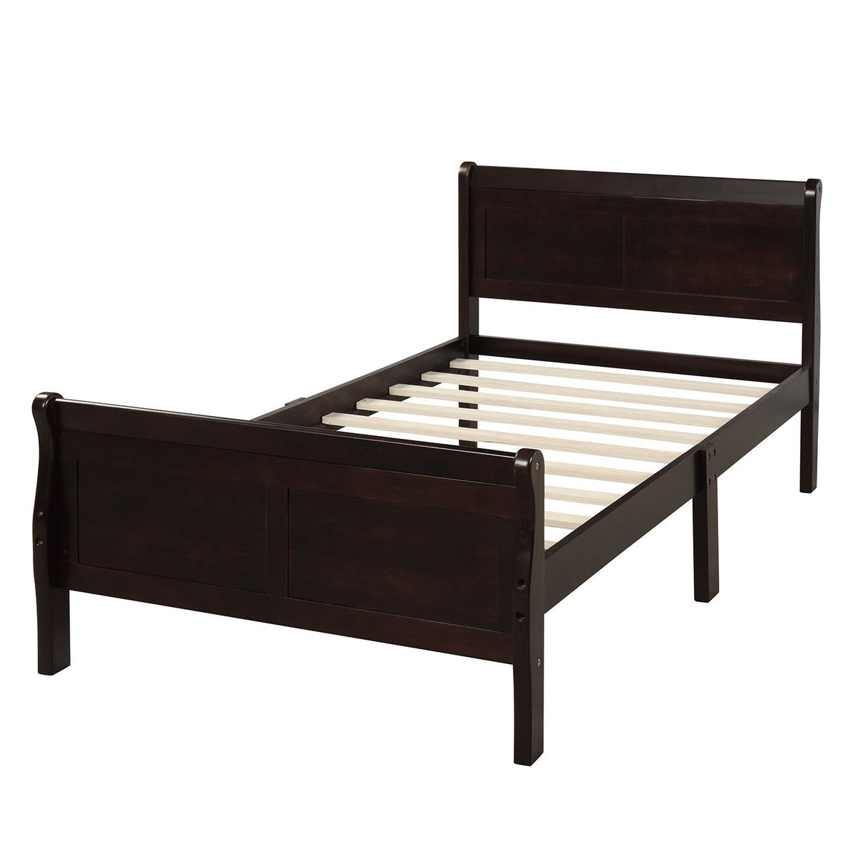 Platform Bed Frame Mattress Foundation Sleigh Bed With Headboard / Footboard / Wood Slat Suppor