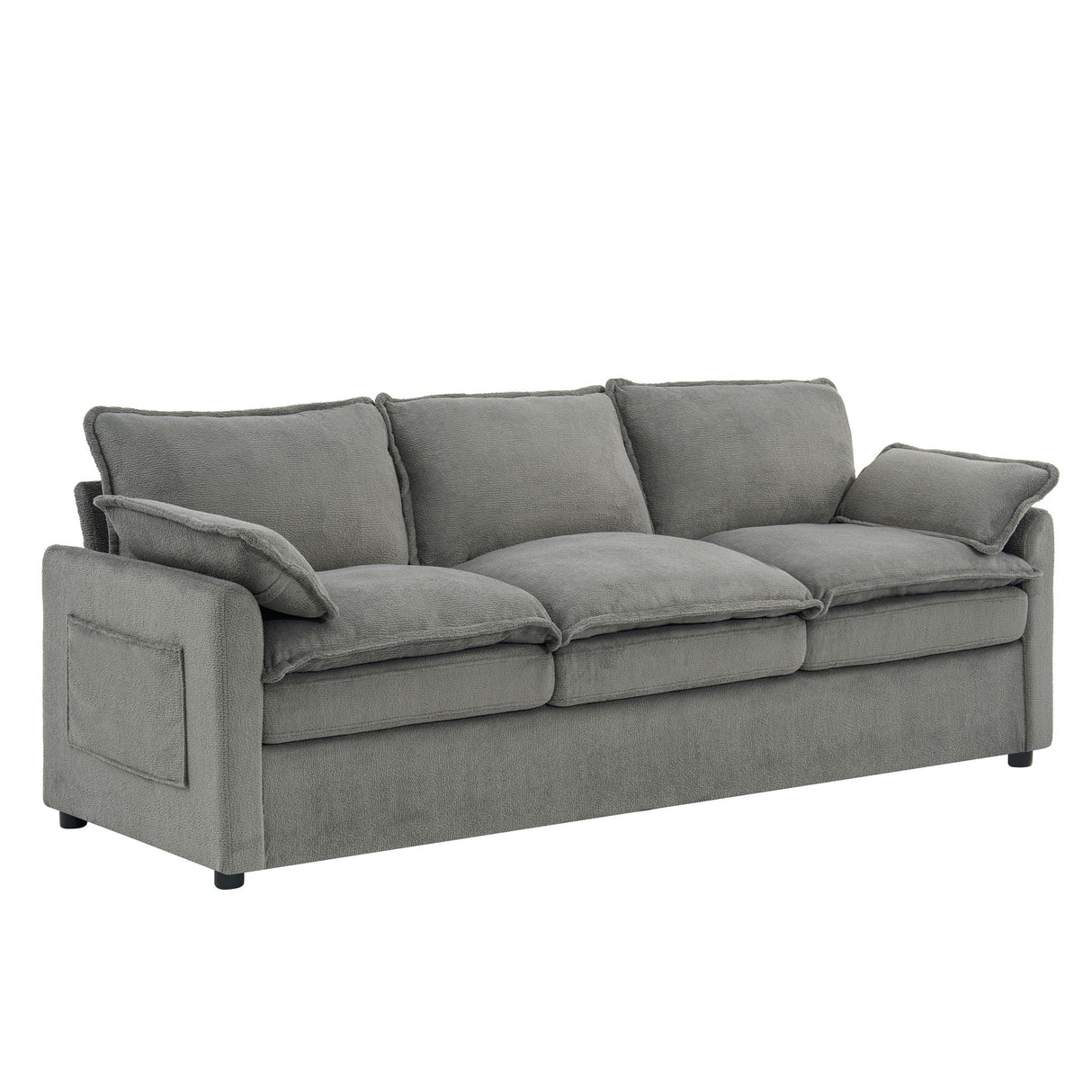 Modern 3 Seater Sofa With Side Storage Pockets For Living Room