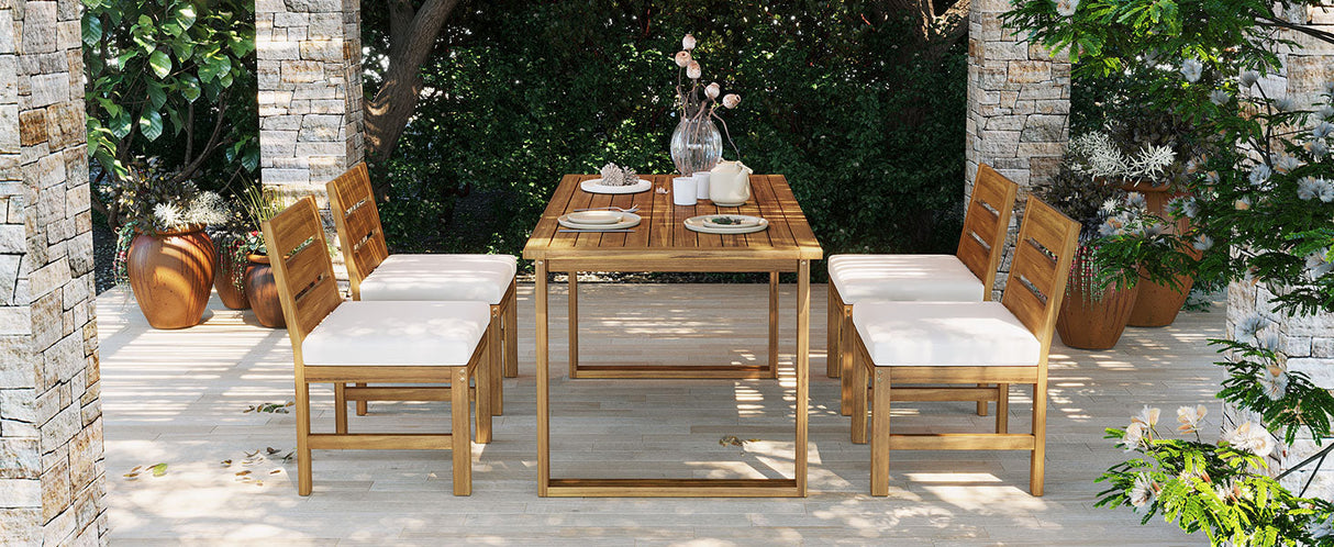 U_STYLE Farmhouse 5-Piece Outdoor Patio Dining Set