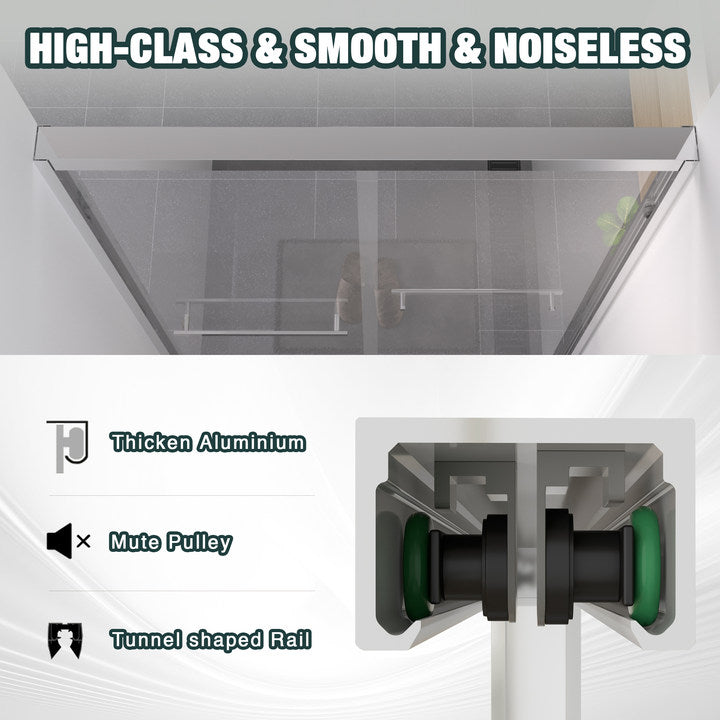 Premium Aluminum Frame Double Sliding Shower Door