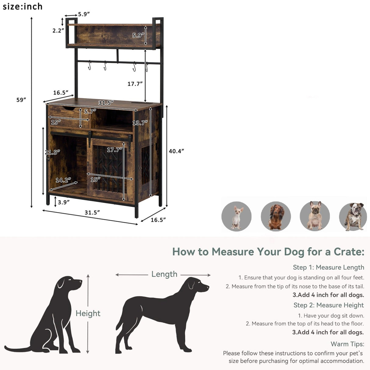 2 in 1 Pet Friendly Dog Crate Composite Desk Hutch