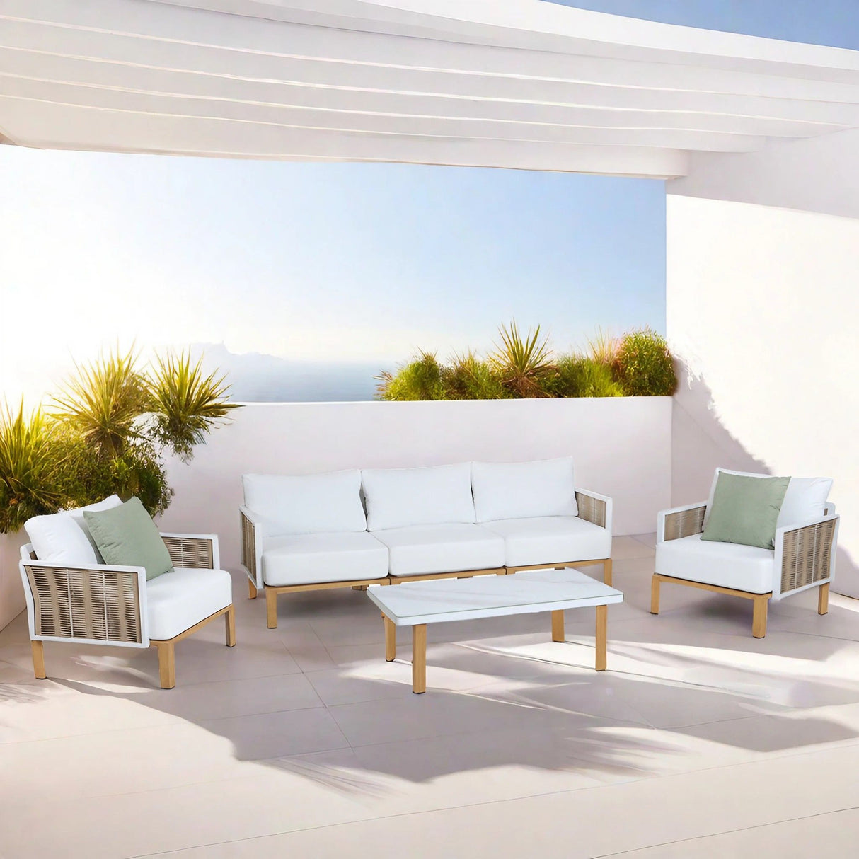 Vine - 4 Piece Outdoor Conversation Set - White