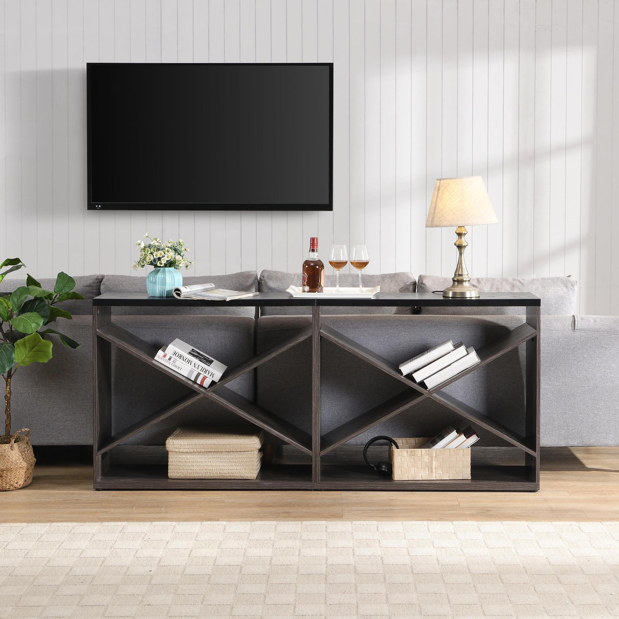 Modern X-Frame Console Table – Elegant Entryway and Office Storage