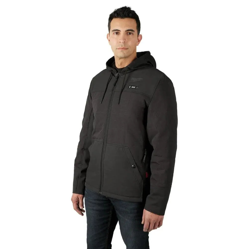 Open Box - Milwaukee Tool Men's X-Large M12 12V Li-Ion Cordless AXIS Black Heated Hooded Jacket Kit w/(1) 3Ah Battery, Charger