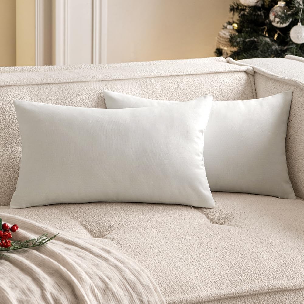 Set of 2 Solid Color Outdoor Waterproof Throw Pillow covers Square 18"x18" or Rectangle 12"x20"