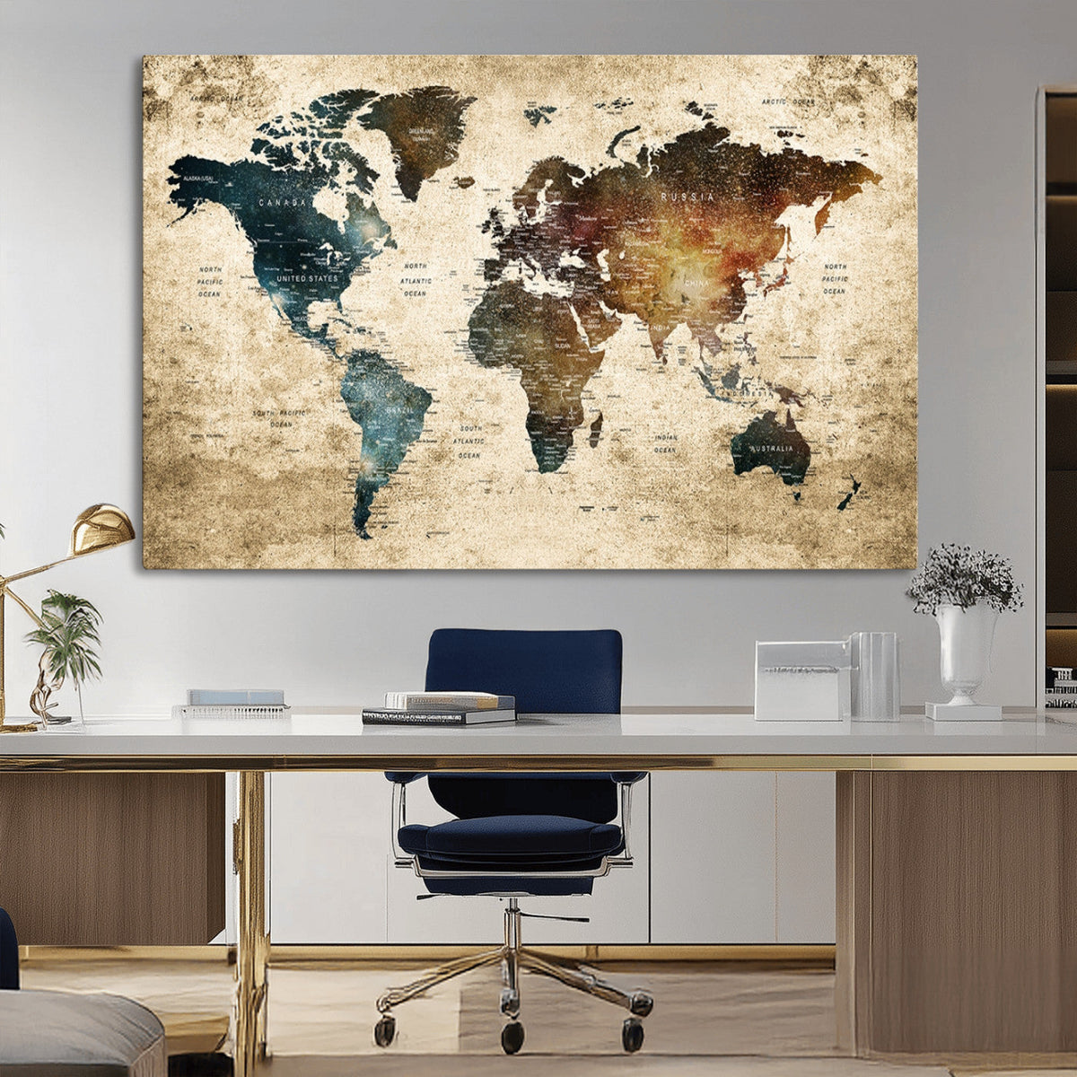 World Map Canvas Print – Detailed Map of the World Wall Art