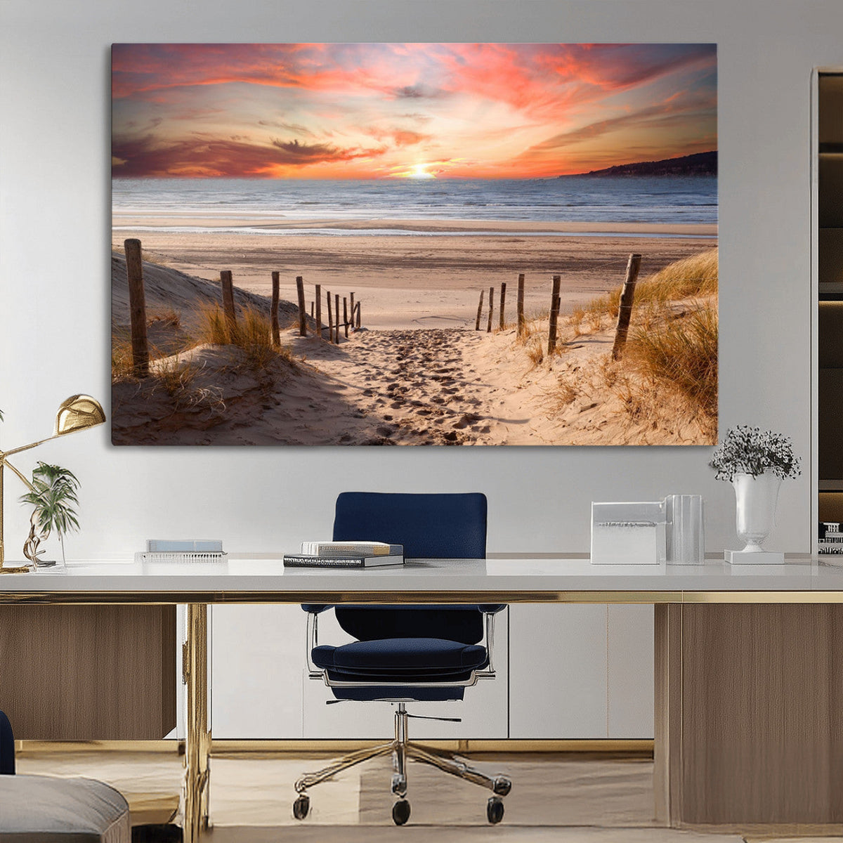 Sunset on the Sea Wall Art Canvas Print