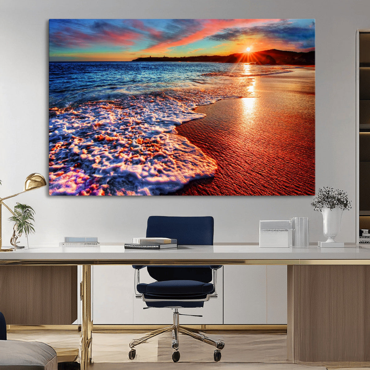 Colorful Coastal Sunset on the Beach Canvas Print, Ocean