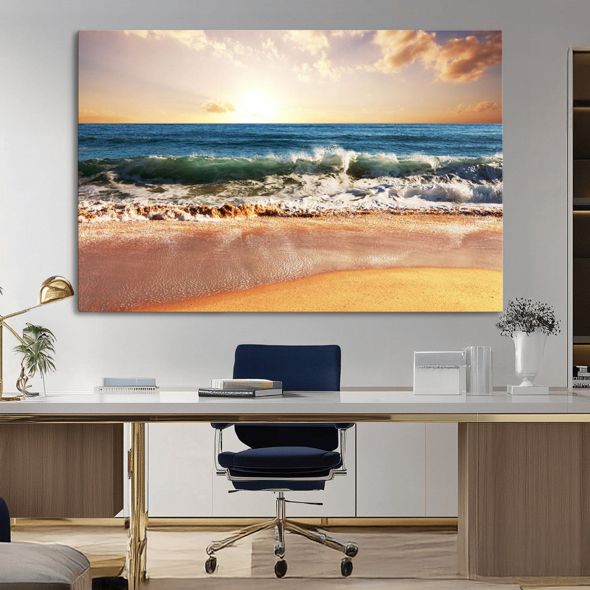 Serene Beach Path Canvas Art, Giclee Canvas Print with