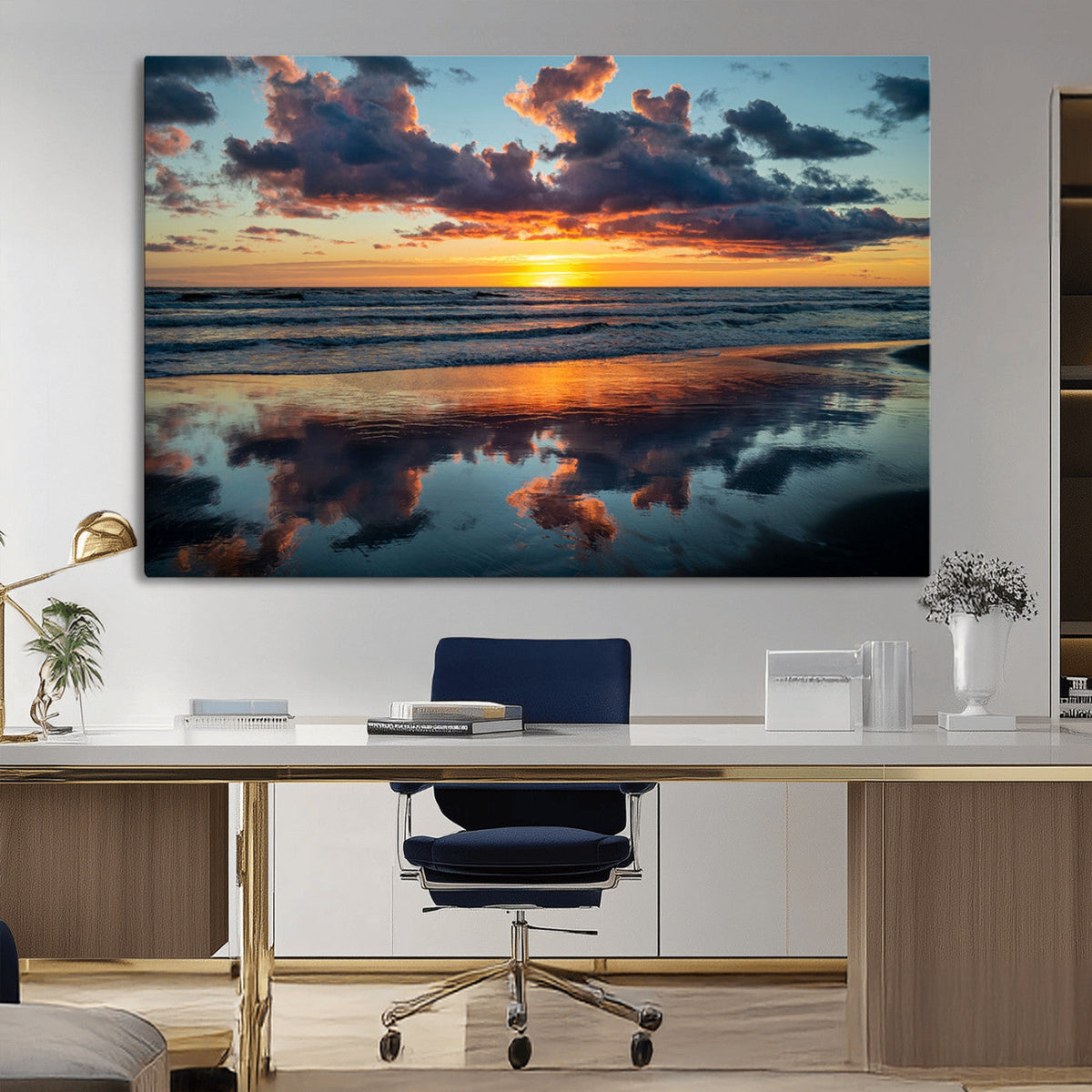 Beach Sunset Print - Stunning Ocean Canvas Artwork with
