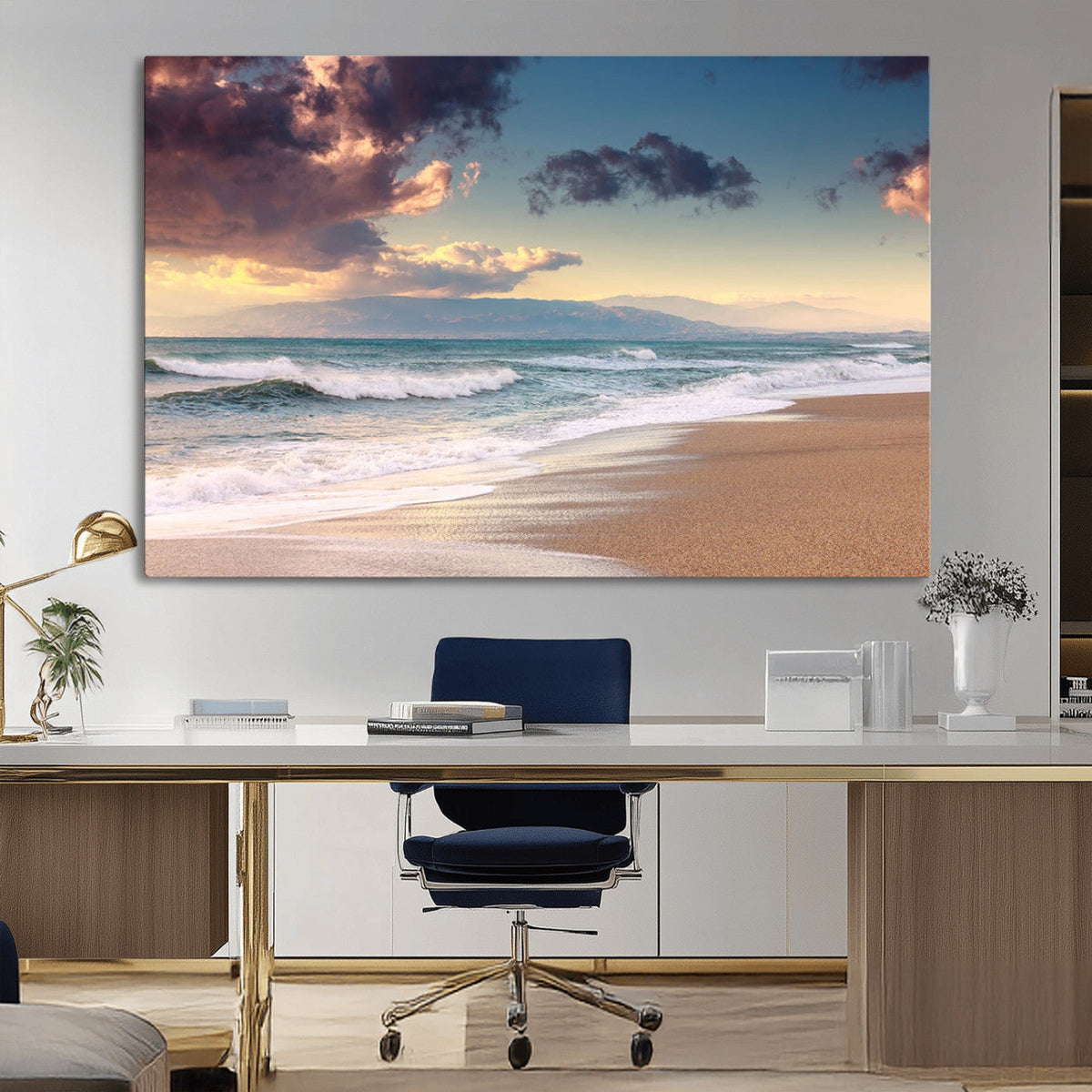 Cloudy Weather Beach Sunset Canvas Print | Sunrise Wall Art