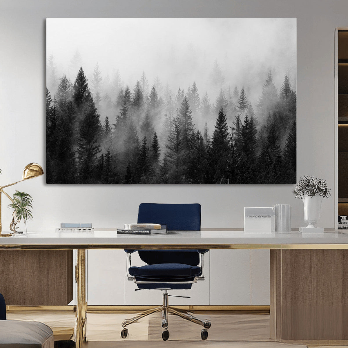Fogy Forest Canvas Wall Art Print - Mountain Wall Art with