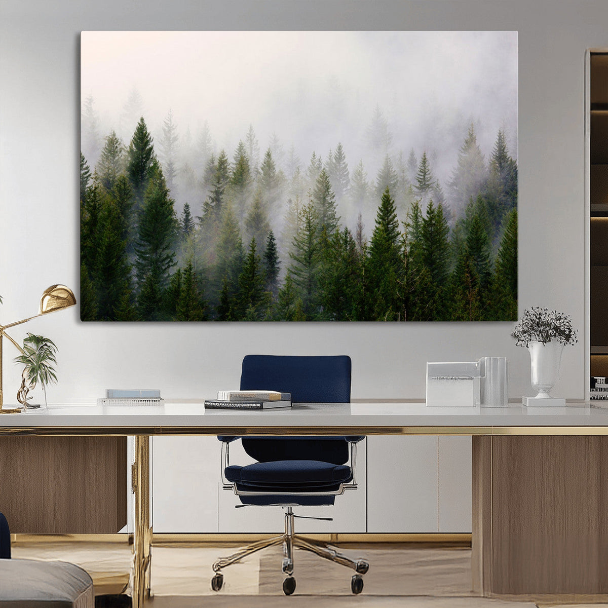 Forest Wall Art Canvas Print | Foggy Forest Wall Art | Pine