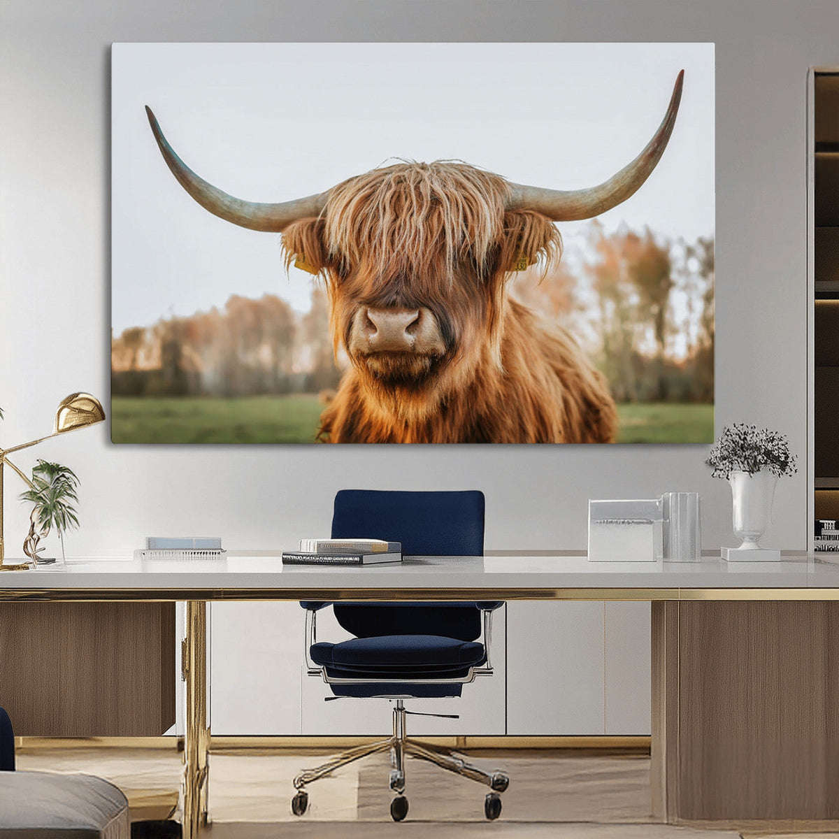 Highland Cow Animal Scottish Cattle Art Print Farmhouse Wall