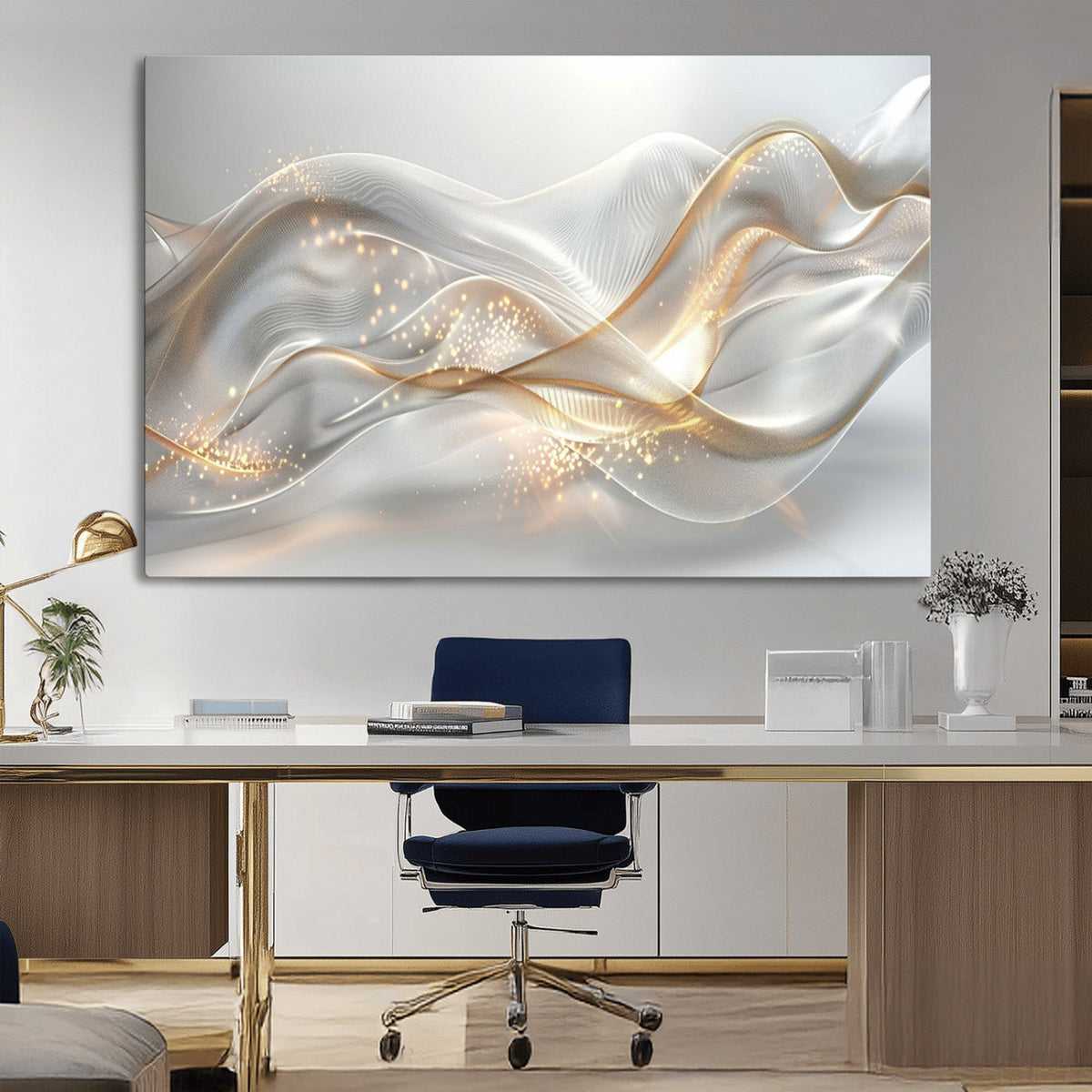 Abstract art Grey and Gold Lines Wall Art