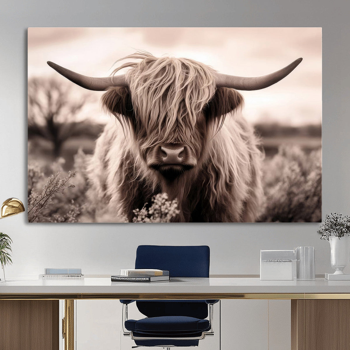 Scottish Cow Longhorn Wall Art Canvas Print