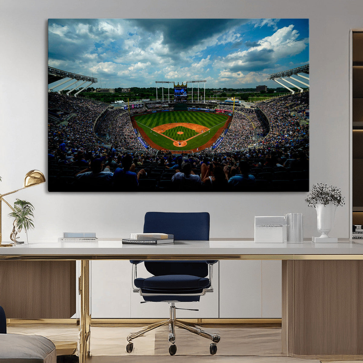 3-Panel Kauffman Stadium Wall Art Print | Large Kansas City