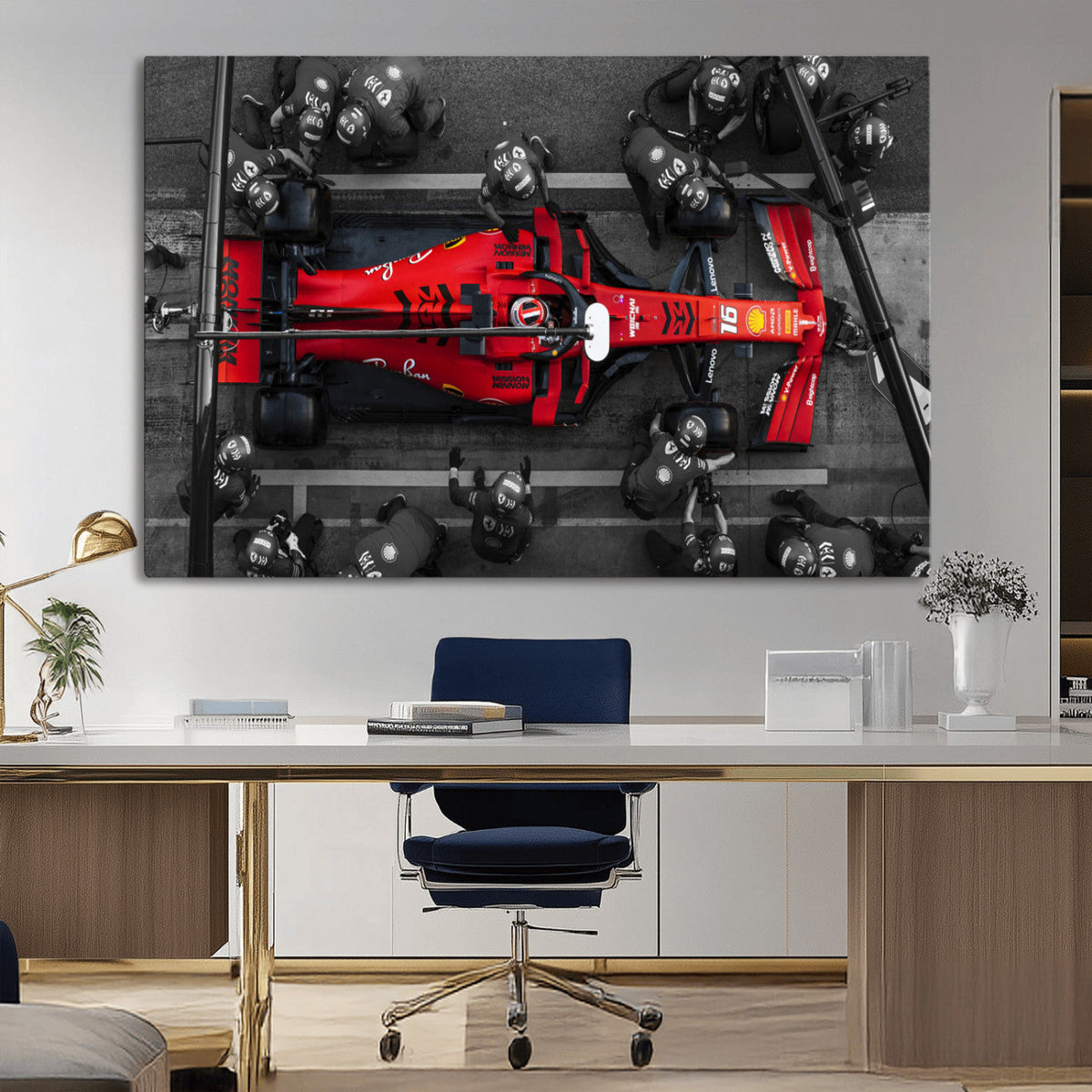 Ferrari Pit Stop Canvas Wall Art – Precision and Speed