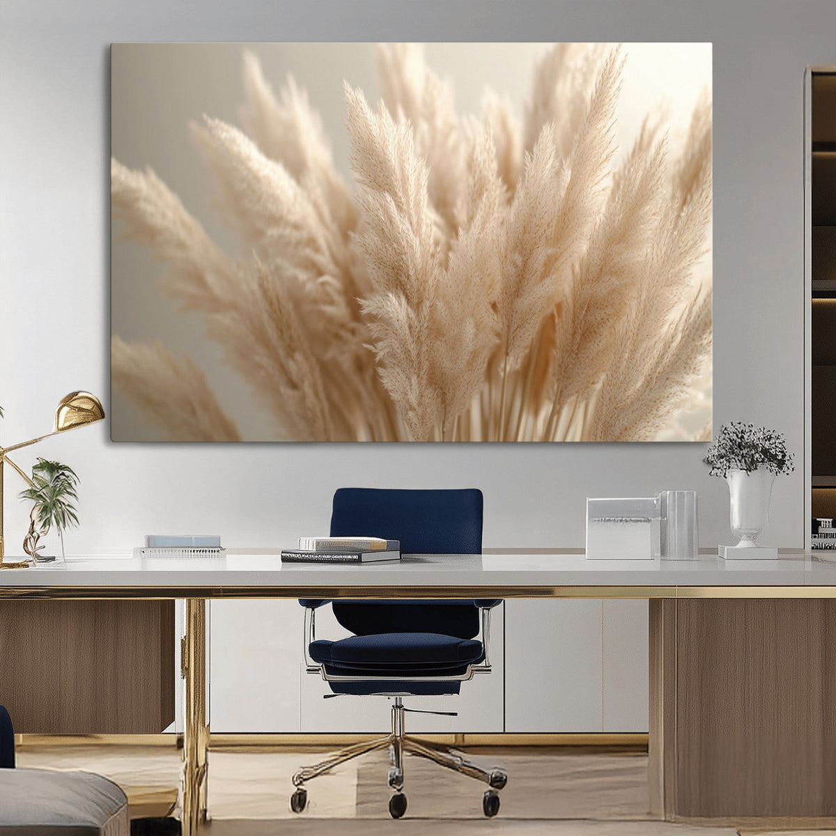 Pampas Grass Canvas Wall Art - Elegant Neutral Decor for