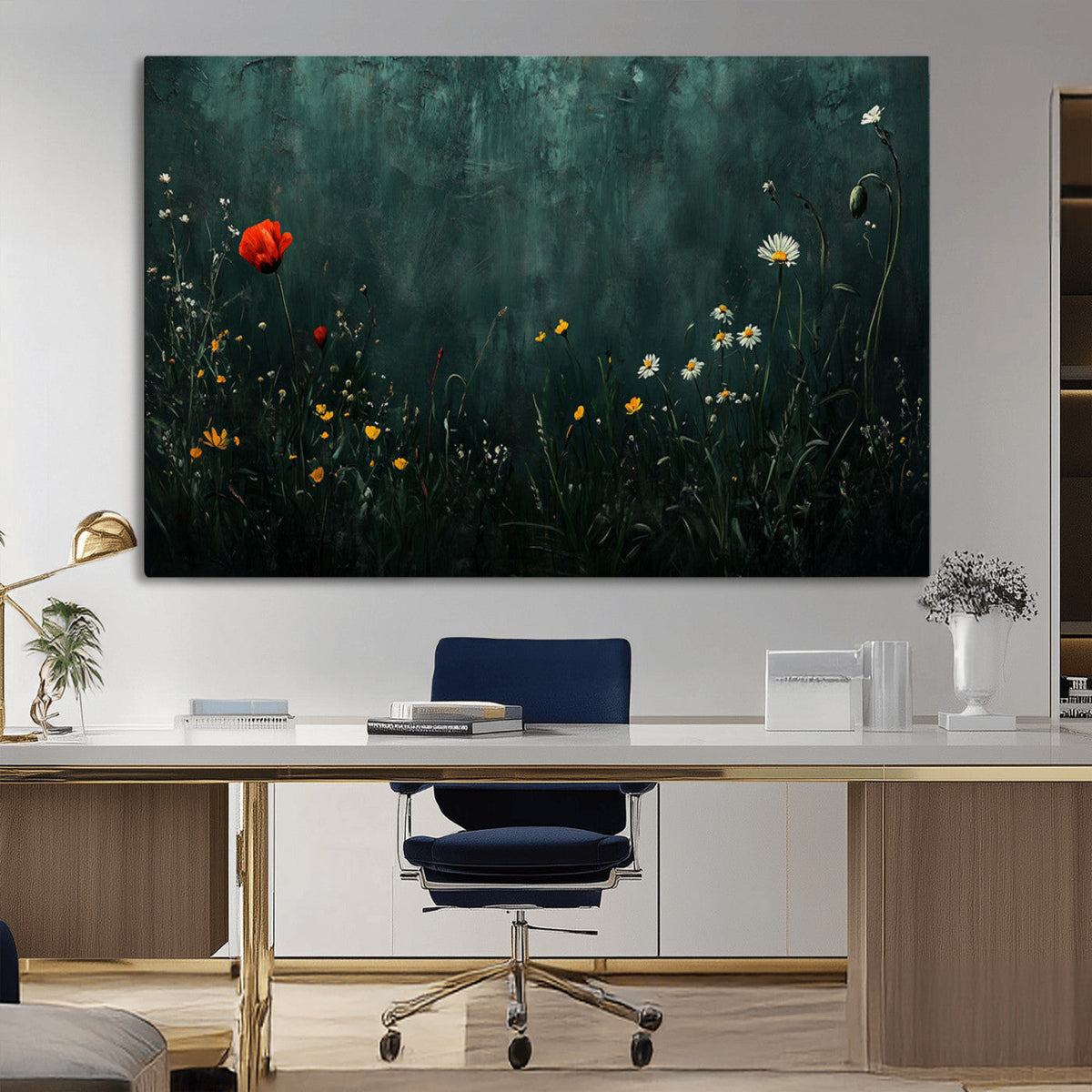 Wildflower Field Framed Wall Art, Vintage Botanical