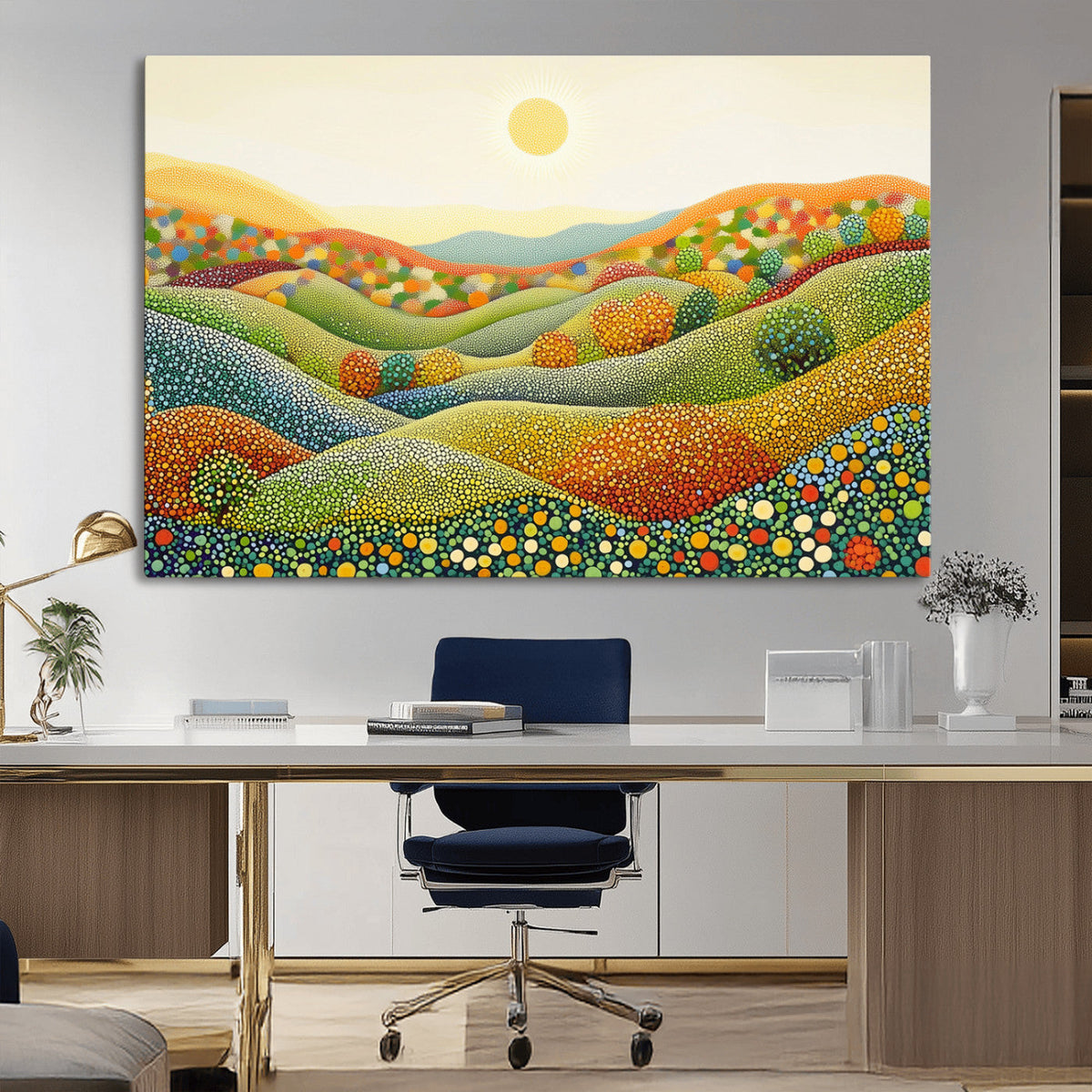 YAYOI KUSAMA Wall Art - Colorful Dot Art Landscape Canvas,