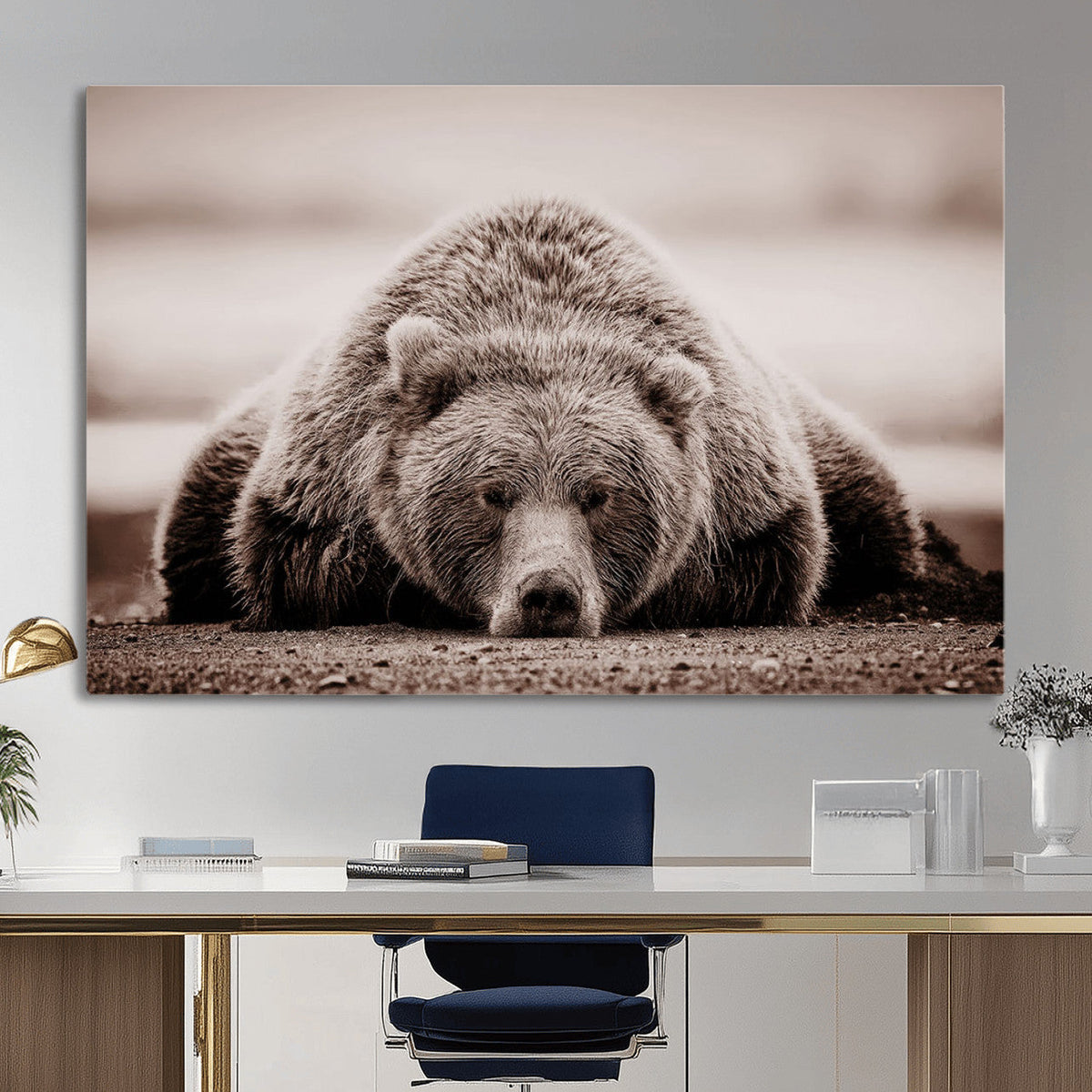Grizzly Bear Wall Art Print - Bear Canvas Wall Art - Rustic