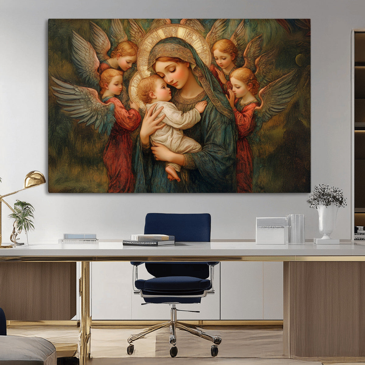 Mary Jesus Canvas Wall Art Print - Madonna and Child with