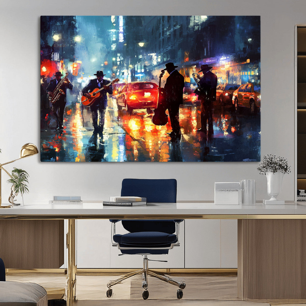 African American Jazz Canvas Wall Art Print – Abstract Music