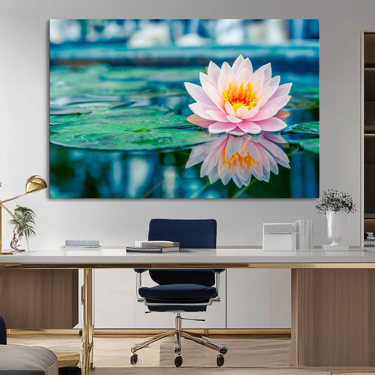 Lotus Flower Wall Art Canvas Print, Water Lily Large Wall