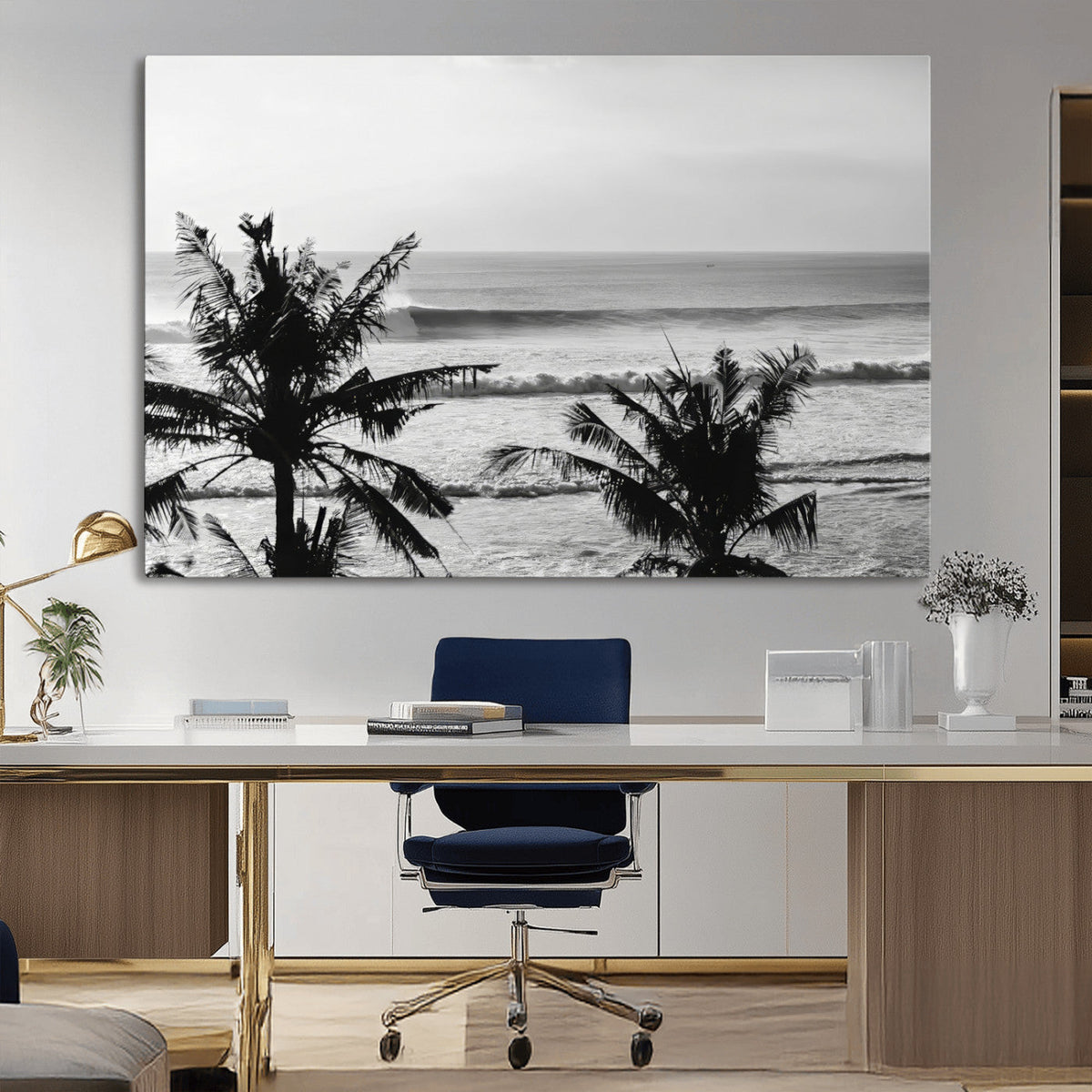 Tropical Coastline Wall Art Canvas Print – Framed Palm Trees
