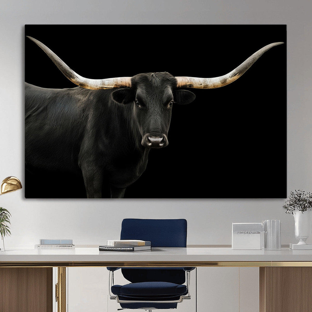 Longhorn Cattle Wall Art Canvas Print – Framed Texas Ranch