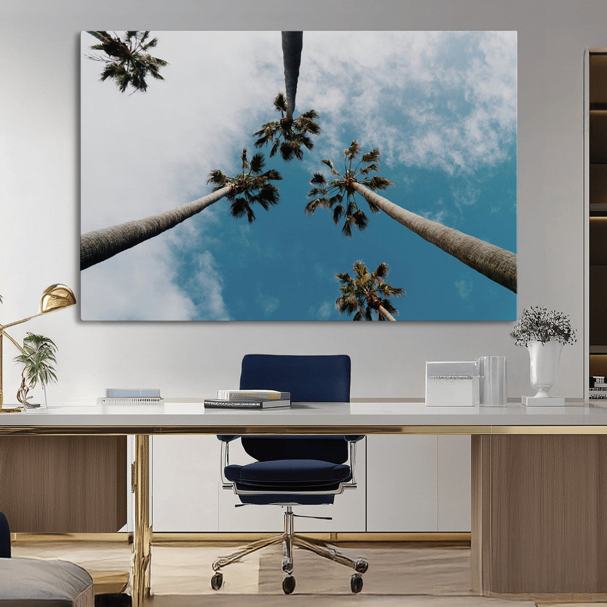 Tropical Palm Trees Wall Art Canvas Print Framed California