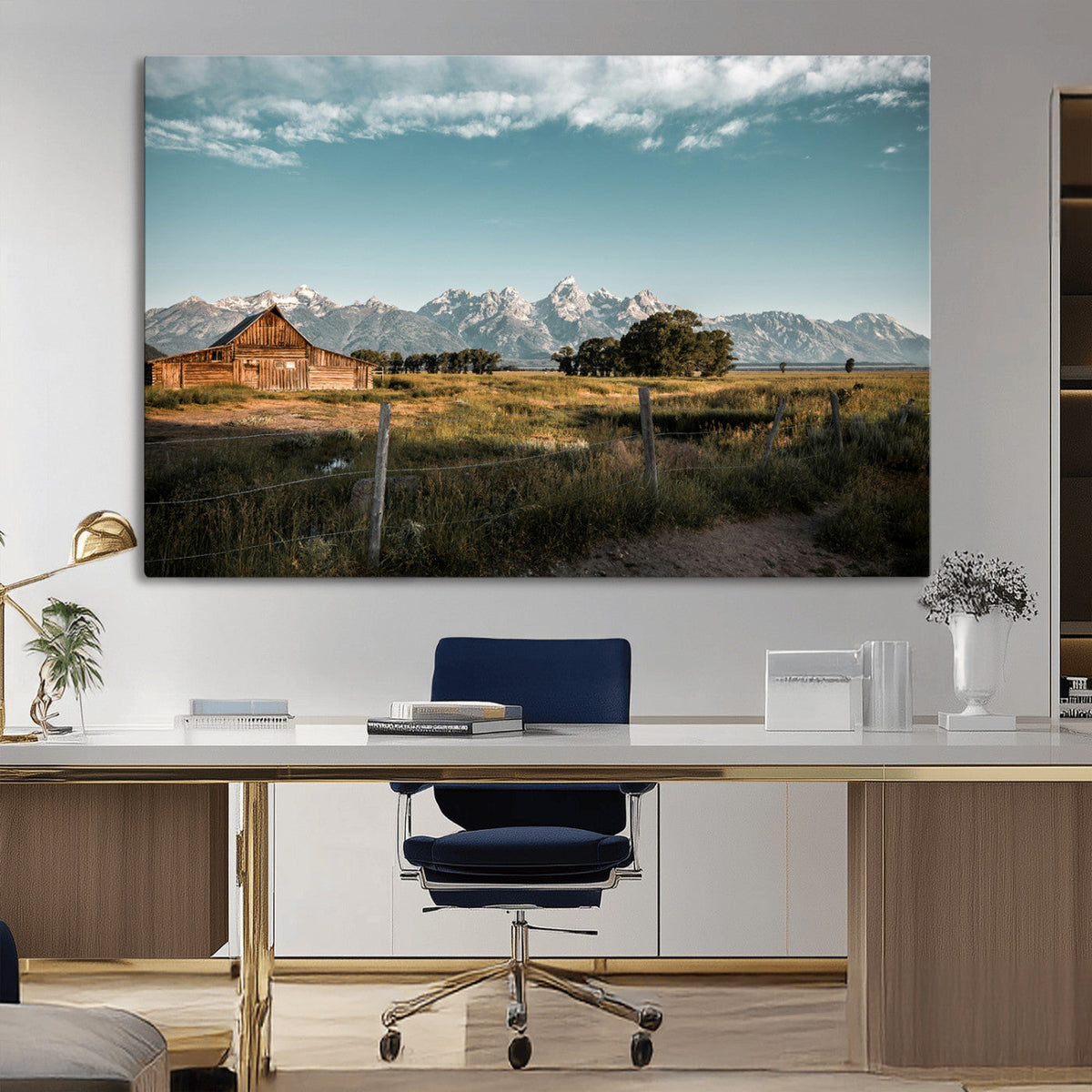 Rustic Farmhouse Wall Art Canvas Print – Framed Mountain