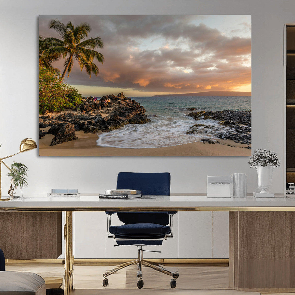 Tropical Beach Wall Art Canvas Print, Vibrant Hawaiian