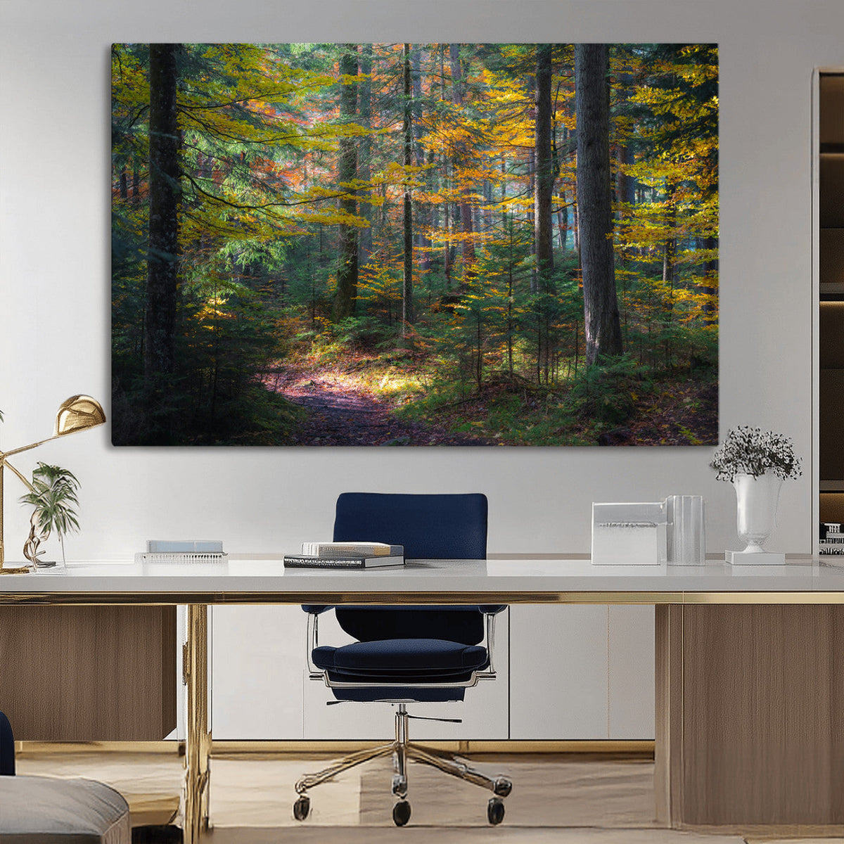 Autumn Forest Wall Art Canvas Print – Framed Fall Woodland