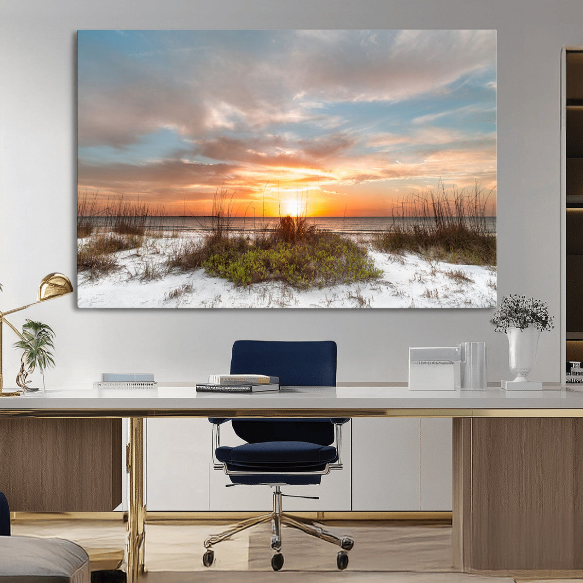 Sunset Beach Wall Art Print – Coastal Canvas Ocean Landscape